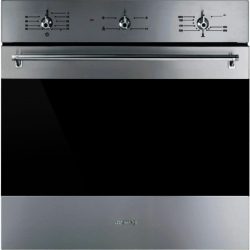 Smeg SF6341GVX Built In Classic Gas Fan Oven with Electric Grill in Stainless Steel and Dark Glass